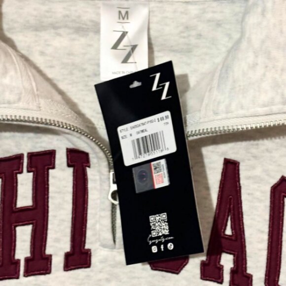 NWT ZooZatz NCAA U of Chicago Womans Oatmeal/Maroon 1/4 Zip Sweatshirt SZ M - Picture 5 of 8